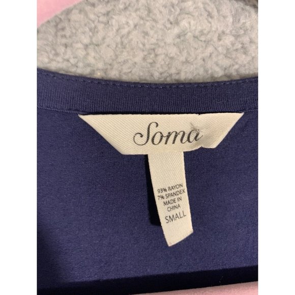 Soma Blue Cardigan Ruffle Hem Short Sleeve Rayon Blend Soft Small S - Picture 3 of 6